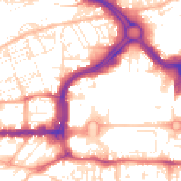 Daytime road noise heatmap for PL1 1PA