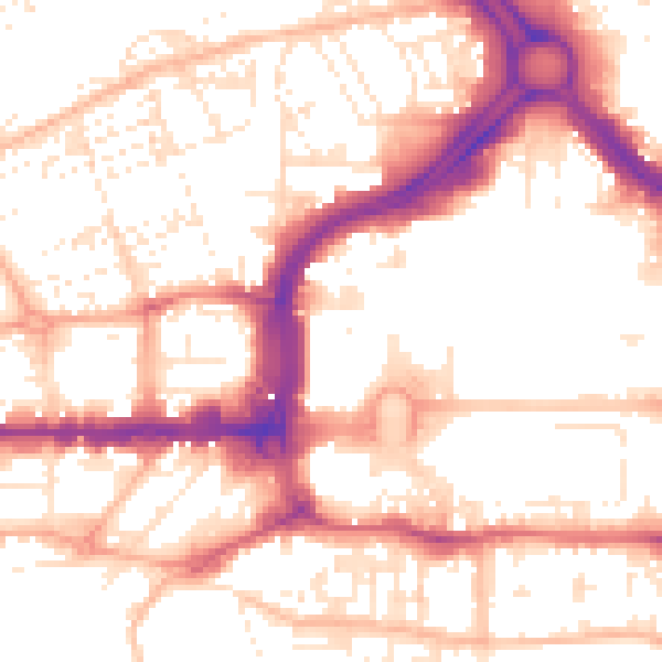 Daytime road noise heatmap for PL1 1PE