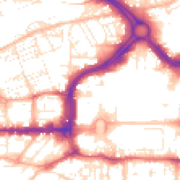 Daytime road noise heatmap for PL1 1PH