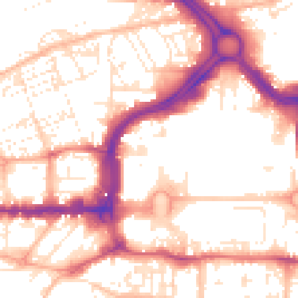 Daytime road noise heatmap for PL1 1PR