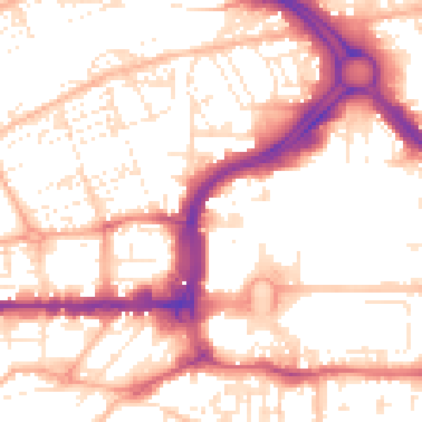 Daytime road noise heatmap for PL1 1PU