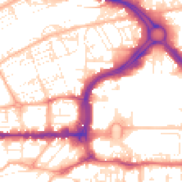 Daytime road noise heatmap for PL1 1PX