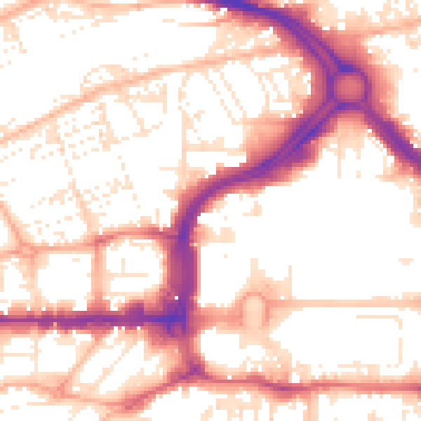 Daytime road noise heatmap for PL1 1PY