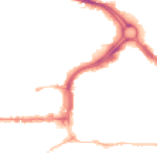 Night-time road noise heatmap for PL1 1PY