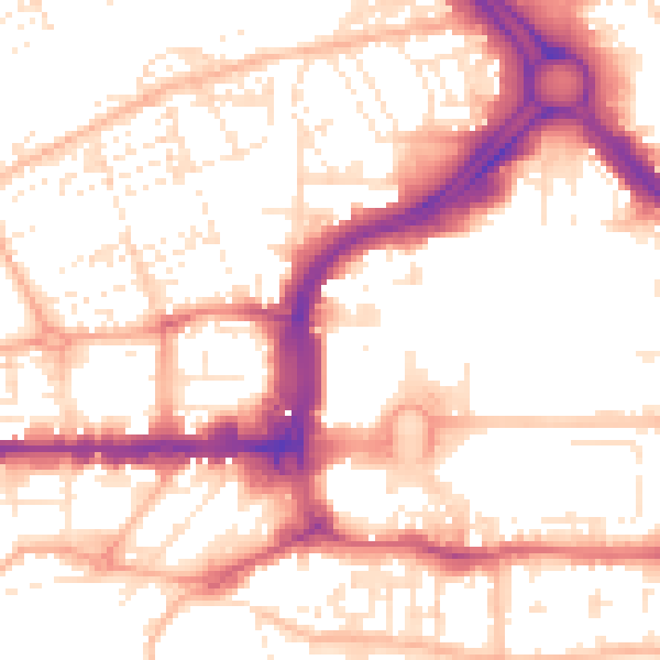 Daytime road noise heatmap for PL1 1QD