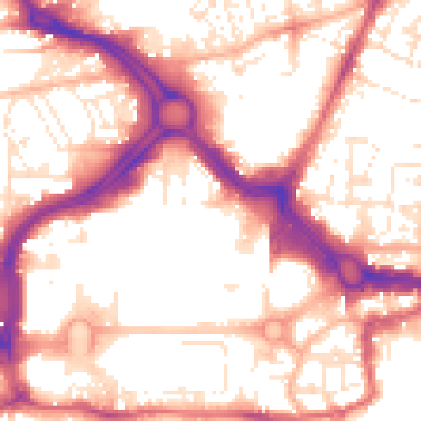 Daytime road noise heatmap for PL1 1QJ