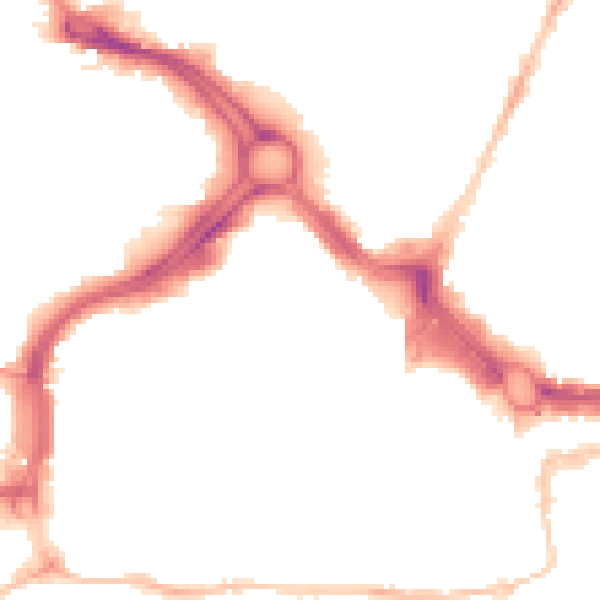 Night-time road noise heatmap for PL1 1QL