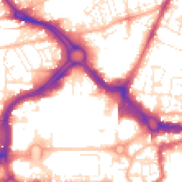 Daytime road noise heatmap for PL1 1QX