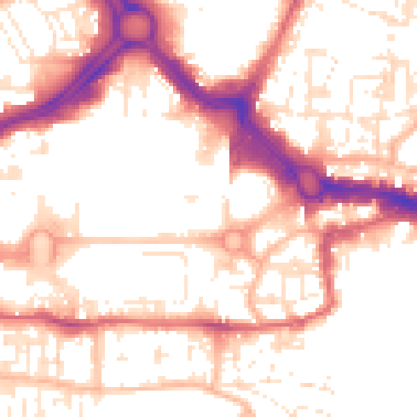 Daytime road noise heatmap for PL1 1QZ