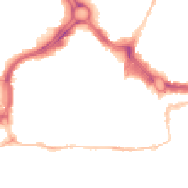 Night-time road noise heatmap for PL1 1RA