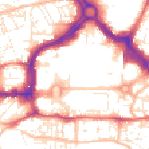 Daytime road noise heatmap for PL1 1RJ