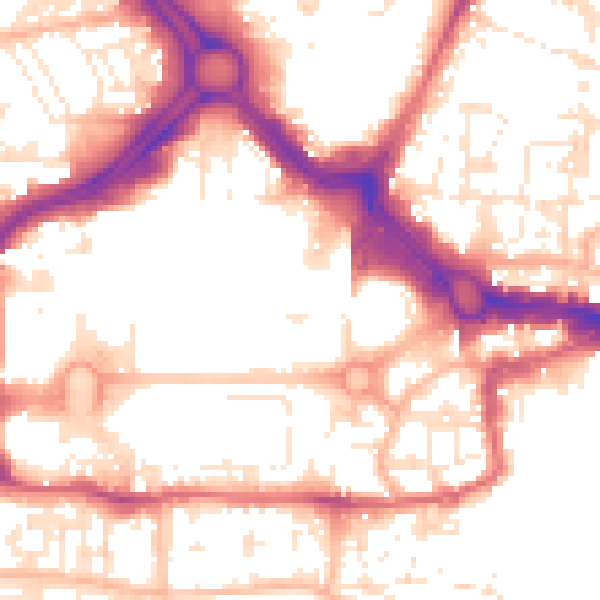Daytime road noise heatmap for PL1 1RL