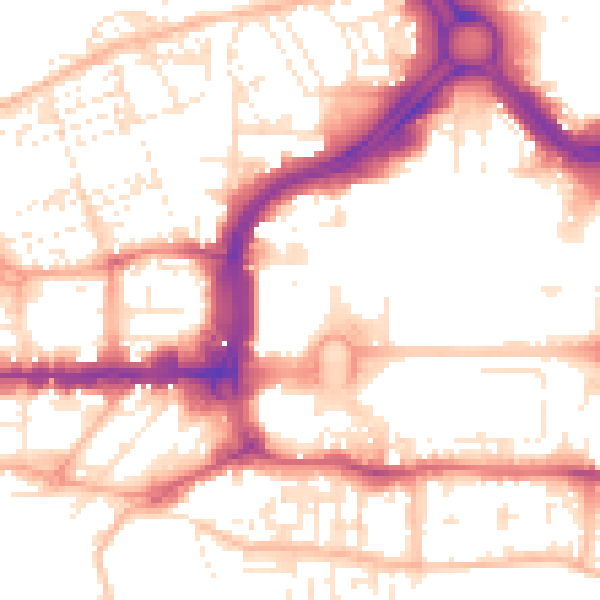 Daytime road noise heatmap for PL1 1RQ
