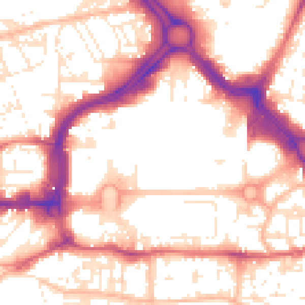Daytime road noise heatmap for PL1 1RR