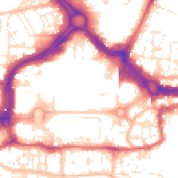 Daytime road noise heatmap for PL1 1RW