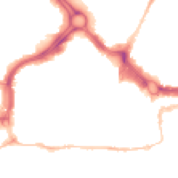 Night-time road noise heatmap for PL1 1RW