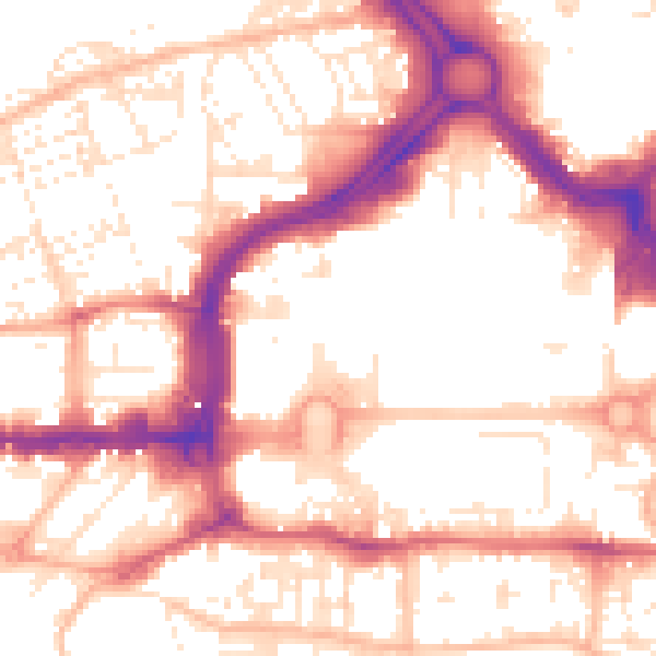 Daytime road noise heatmap for PL1 1RX