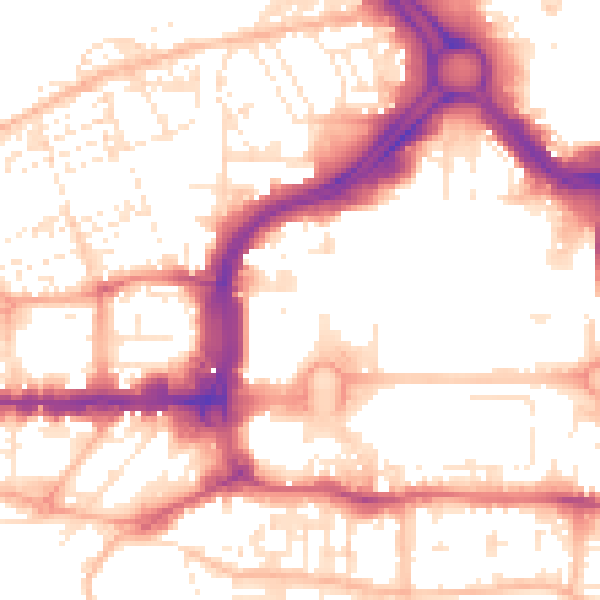 Daytime road noise heatmap for PL1 1RZ