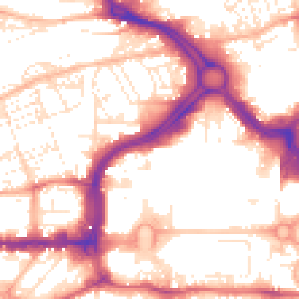 Daytime road noise heatmap for PL1 1SD