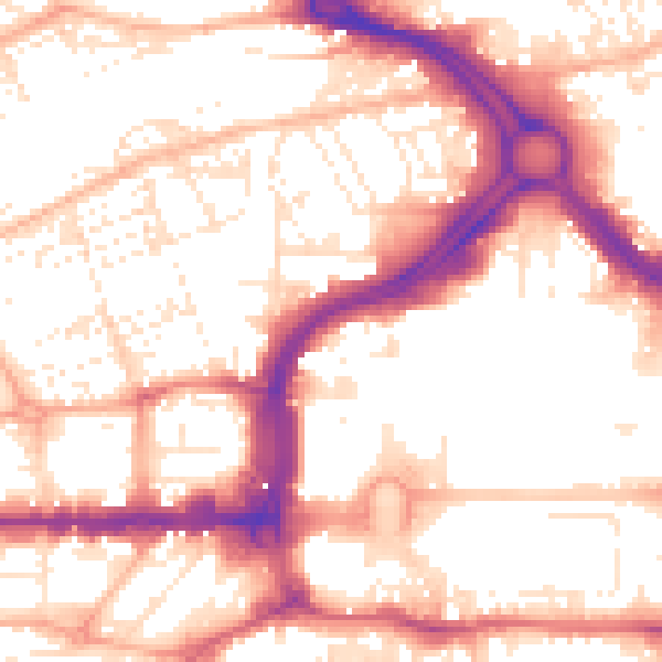 Daytime road noise heatmap for PL1 1SH