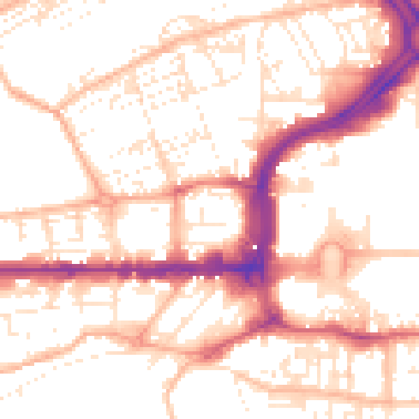 Daytime road noise heatmap for PL1 1TF