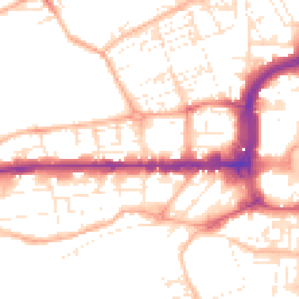 Daytime road noise heatmap for PL1 1TL