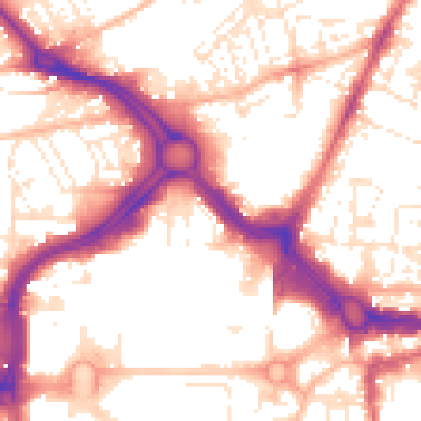 Daytime road noise heatmap for PL1 1UH