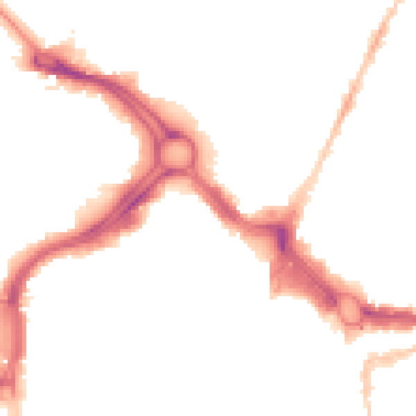 Night-time road noise heatmap for PL1 1UH