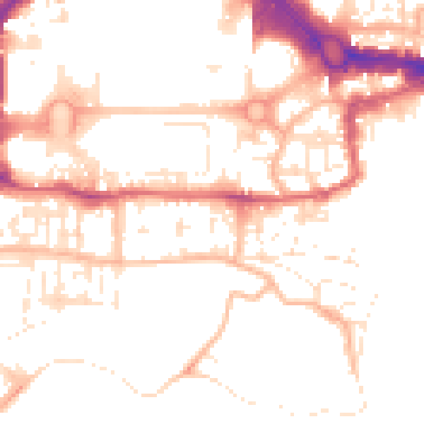 Daytime road noise heatmap for PL1 2AQ