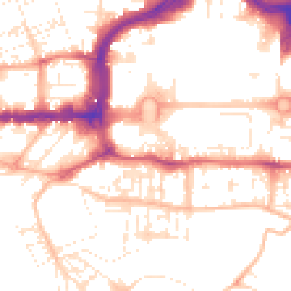 Daytime road noise heatmap for PL1 2AU