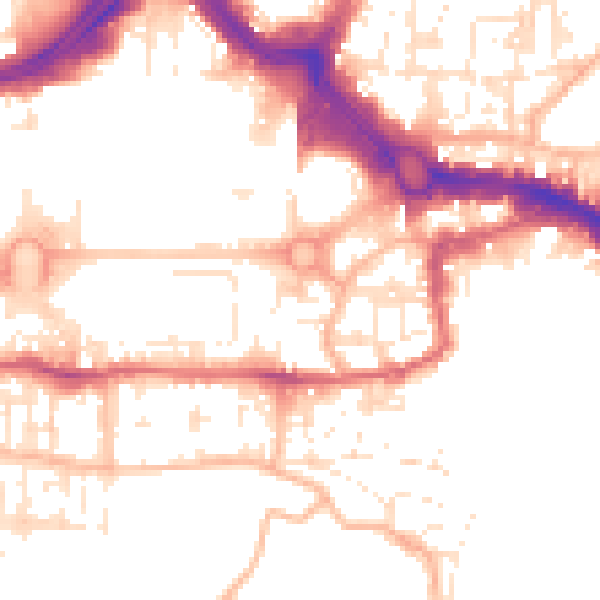 Daytime road noise heatmap for PL1 2DH