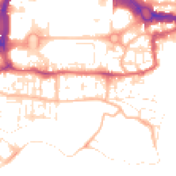 Daytime road noise heatmap for PL1 2HT
