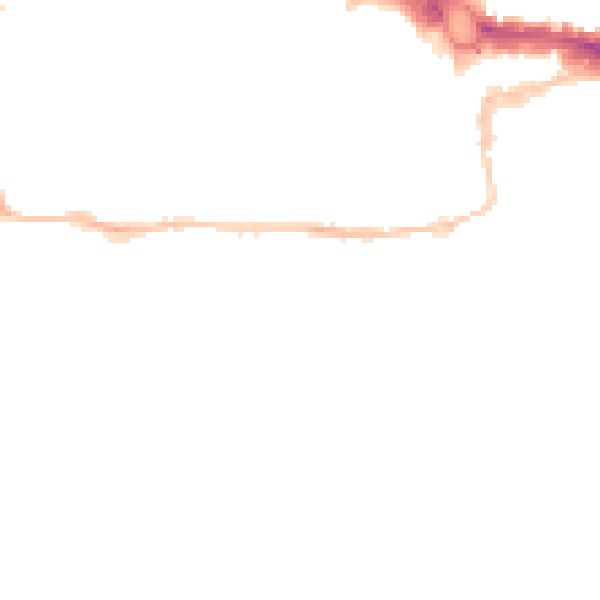 Night-time road noise heatmap for PL1 2HZ