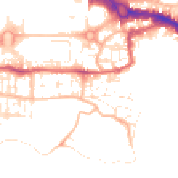 Daytime road noise heatmap for PL1 2JD
