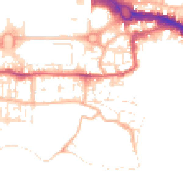 Daytime road noise heatmap for PL1 2JE