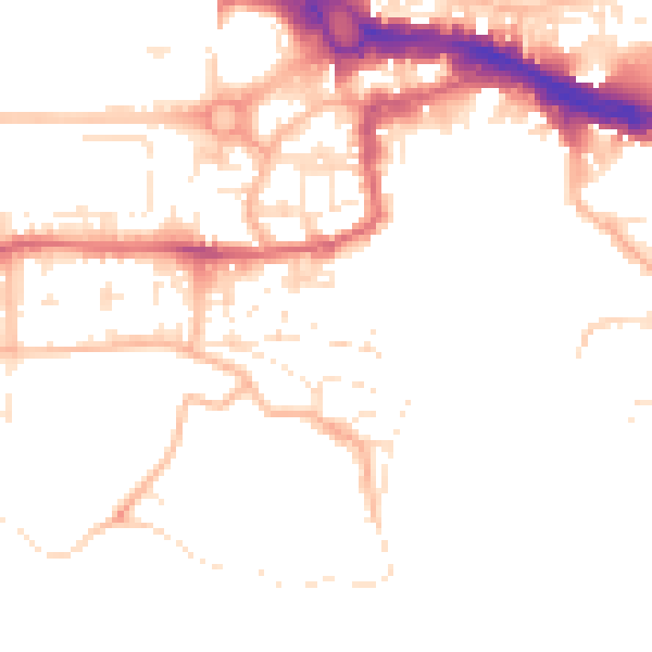Daytime road noise heatmap for PL1 2JT