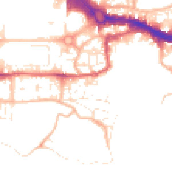 Daytime road noise heatmap for PL1 2JY