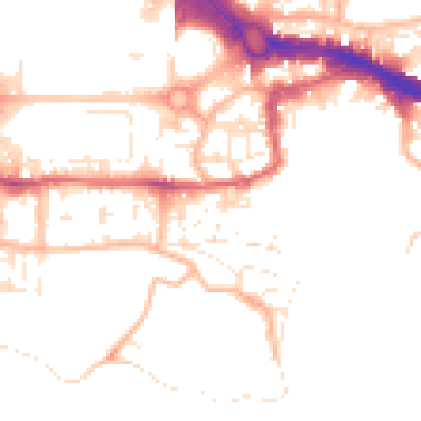 Daytime road noise heatmap for PL1 2LA