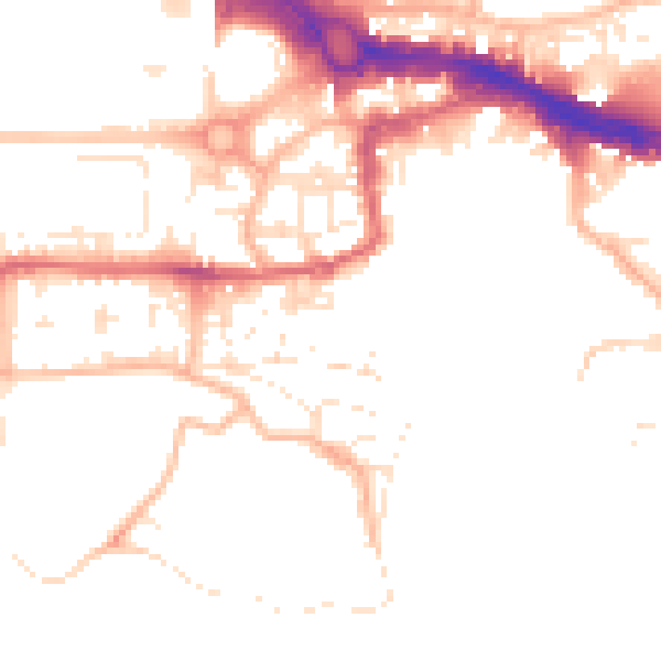 Daytime road noise heatmap for PL1 2LD