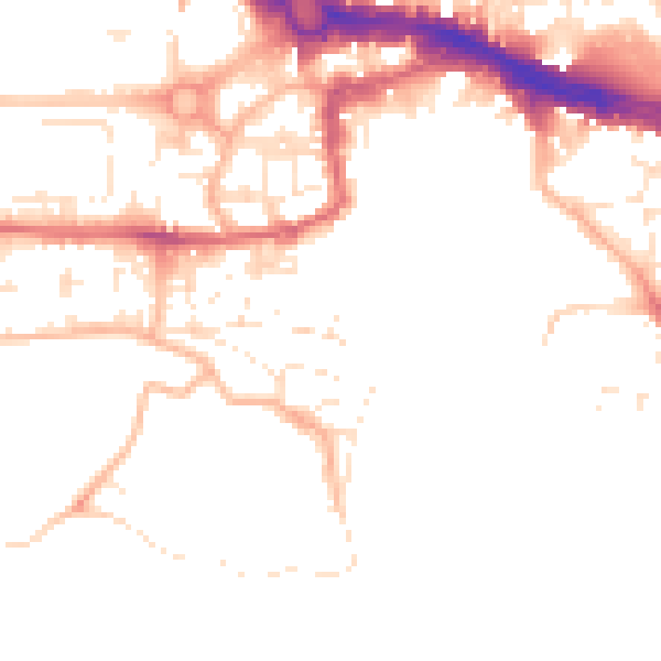Daytime road noise heatmap for PL1 2LP