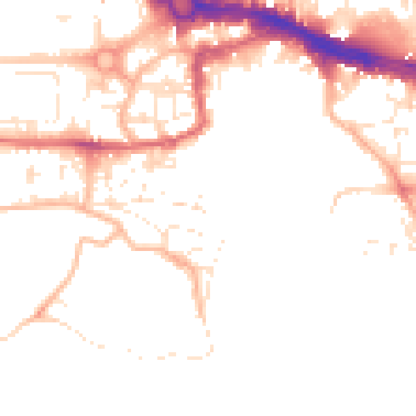 Daytime road noise heatmap for PL1 2LS