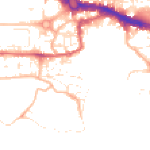 Daytime road noise heatmap for PL1 2LW