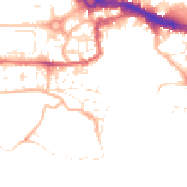 Daytime road noise heatmap for PL1 2NA