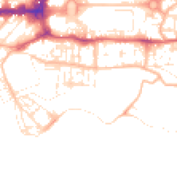Daytime road noise heatmap for PL1 2PJ