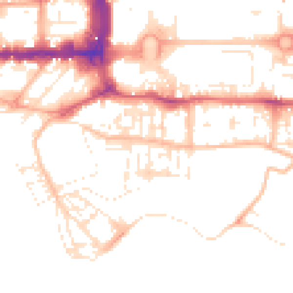 Daytime road noise heatmap for PL1 2PP