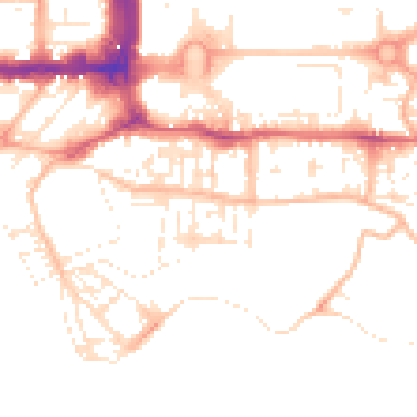 Daytime road noise heatmap for PL1 2PY