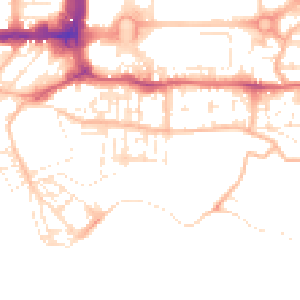 Daytime road noise heatmap for PL1 2QB
