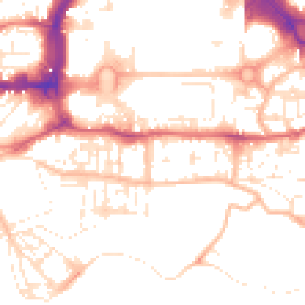Daytime road noise heatmap for PL1 2QD