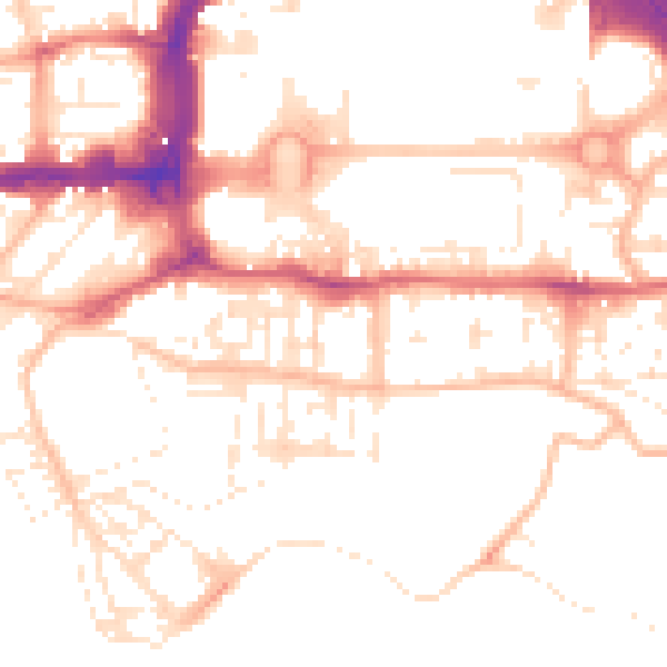Daytime road noise heatmap for PL1 2RP