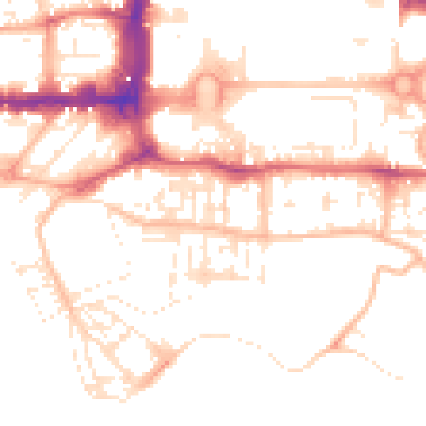Daytime road noise heatmap for PL1 2RQ